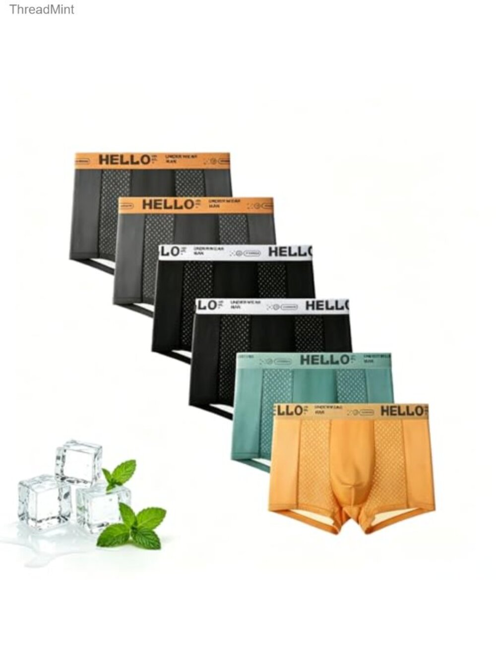 Mens Mesh Boxer Briefs Silky 6-Pack Ultra Cooling Moisture Wicking